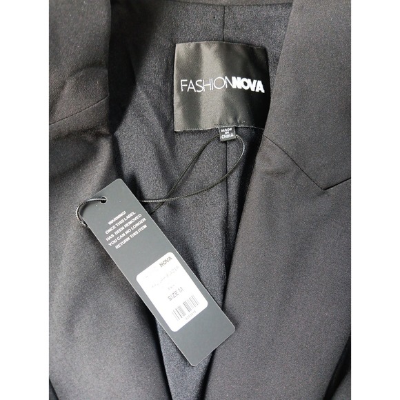 NEW Fashion Nova Blazer Womens Medium Black Double Breasted Ruffled Sleeve Artsy - Picture 6 of 12